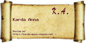 Karda Anna névjegykártya