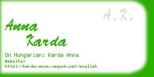 anna karda business card